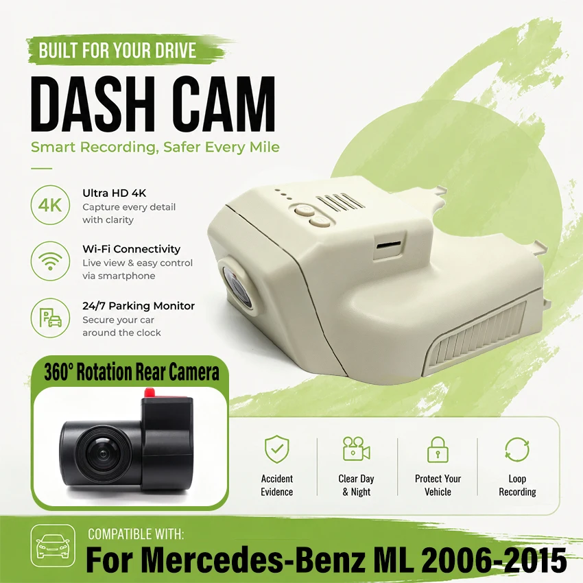 Dedicated DashCam For Mercedes-Benz ML W164 ML400 ML350 ML320 ML500 2006-2015 Car DVR Plug and play Dash Cam Wifi Camera Video