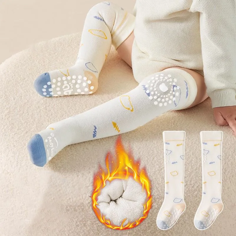 2 Pairs Newborn Baby Knee High Socks Cartoon Cotton Skin-friendly Infant Crawling Floor Stockings Kids Girls/Boys 1-3 Year
