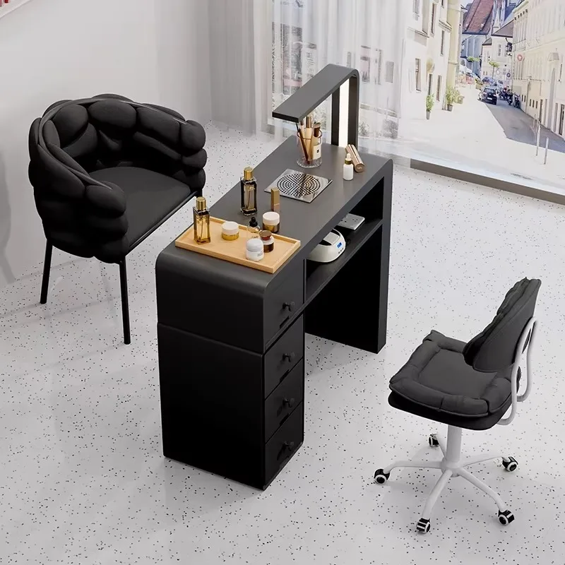 Factory Direct Luxury Modern French Style Manicure Table Set Contemporary Nail Salon Furniture Wood Desk