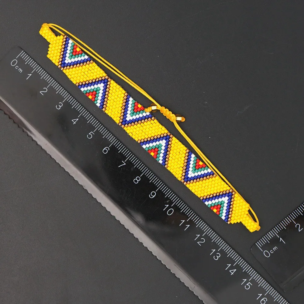 

Регулируемый браслет из рисовых бусин в богемном стиле, смешивание цветов, ручная работа, геометрический простой креативный индивидуальный аксессуар в национальном стиле