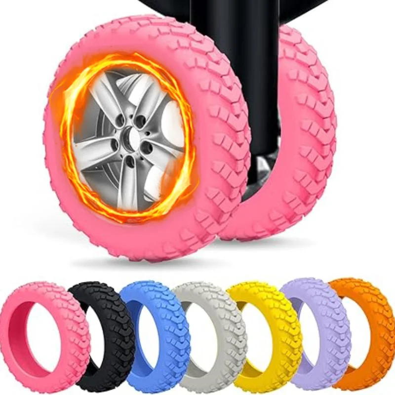 1-24PCS Multiple Colors Luggage Wheels Protector Silicone Wheels Caster Shoes Travel Luggage Suitcase Reduce Noise Wheels Cover