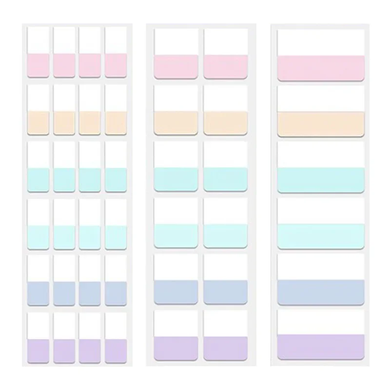 240/120/60pcs Light Colors Sticky Index Sticker Tabs, 3 Sizes 6 Colors Writable Reusable File Flag Labels Back To School