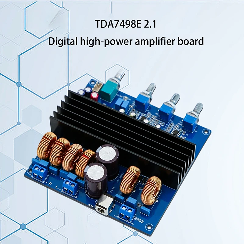 TOBAN TDA7498E 100w * 2 + 200w Amplificador digital de 2.1 canais Amplificador estéreo HIFI com ajuste de agudos e graves para home theater