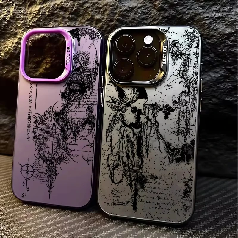 Funda de estilo gótico retro con escultura para iPhone 17 16 15 14 13 12 11 Pro Max Air 16 Plus X XS XR, cubierta trasera mate antigolpes