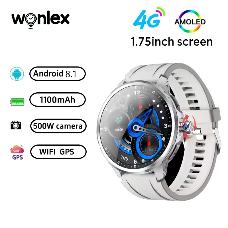 Wonlex สมาร์ทนาฬิกา 4G Video Call หมุนกล้องผู้ชายสมาร์ทนาฬิกา GPS WiFi 3 + 32GB Store กันน้ํากีฬา Smartwatch สําหรับชาย mt109