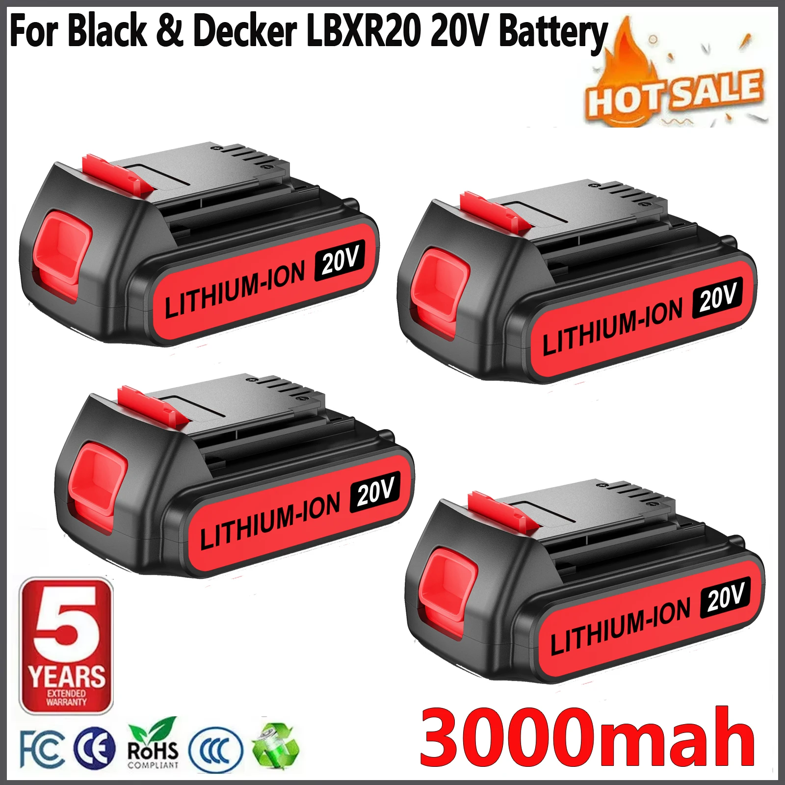 Bonacell Ersatzakku für Black&Decker LBXR20 20V 3000mAh LB20 LBX20 LB2X4020-OPE LST220 Li-Ionen-Akku für Elektrowerkzeuge