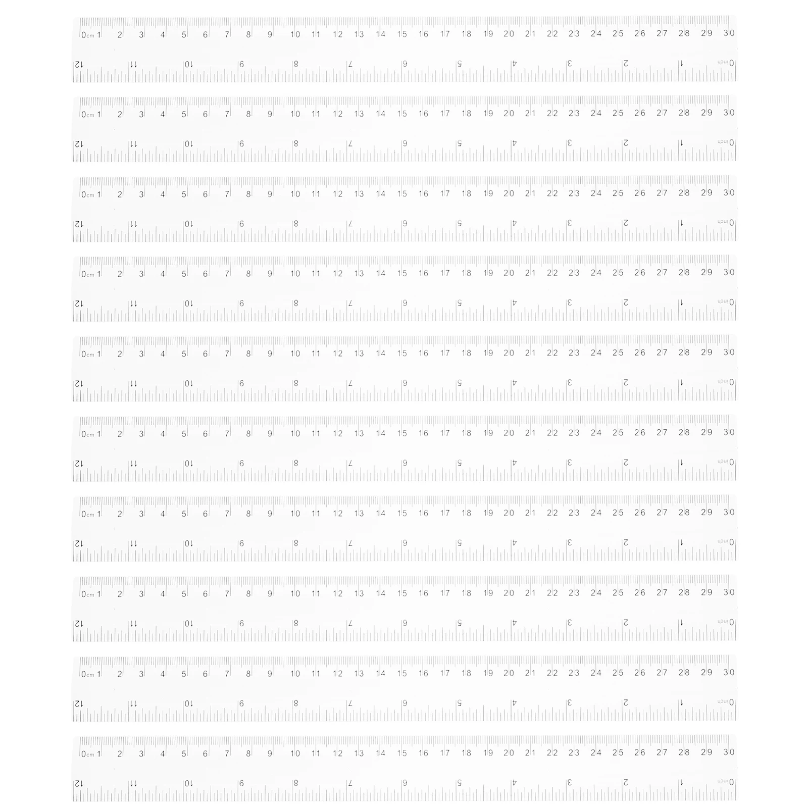 10Pcs Transparent Ruler Set Compact Lightweight ABS Scale for School Student Stationery Drawing Measuring Tool Professional
