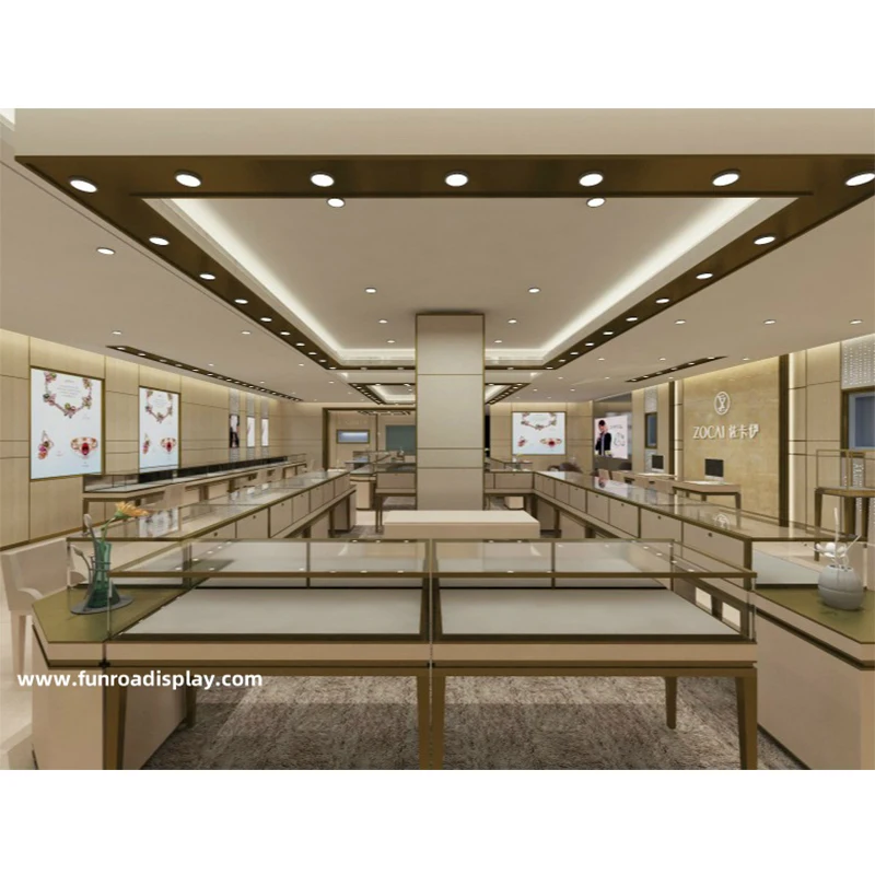 

Custom. luxury custom gold retail jewellery shop glass furniture counter design jewelry displays showcases for store