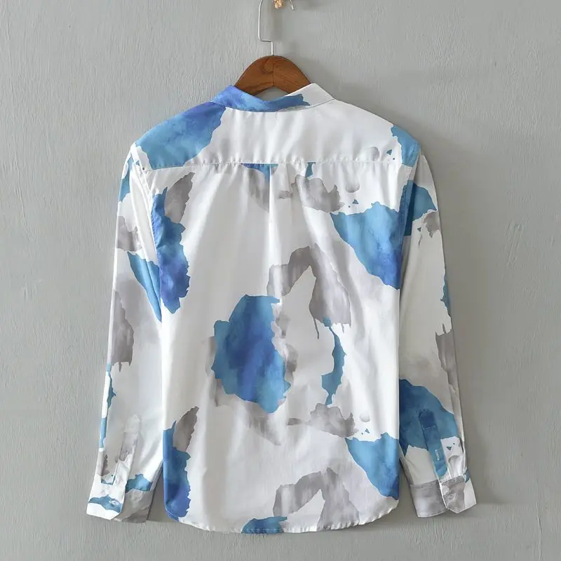 Весенние, осенние и летние мужские повседневные универсальные нишевые рубашки с принтом в корейском стиле, модные красивые рубашки в стиле ретро