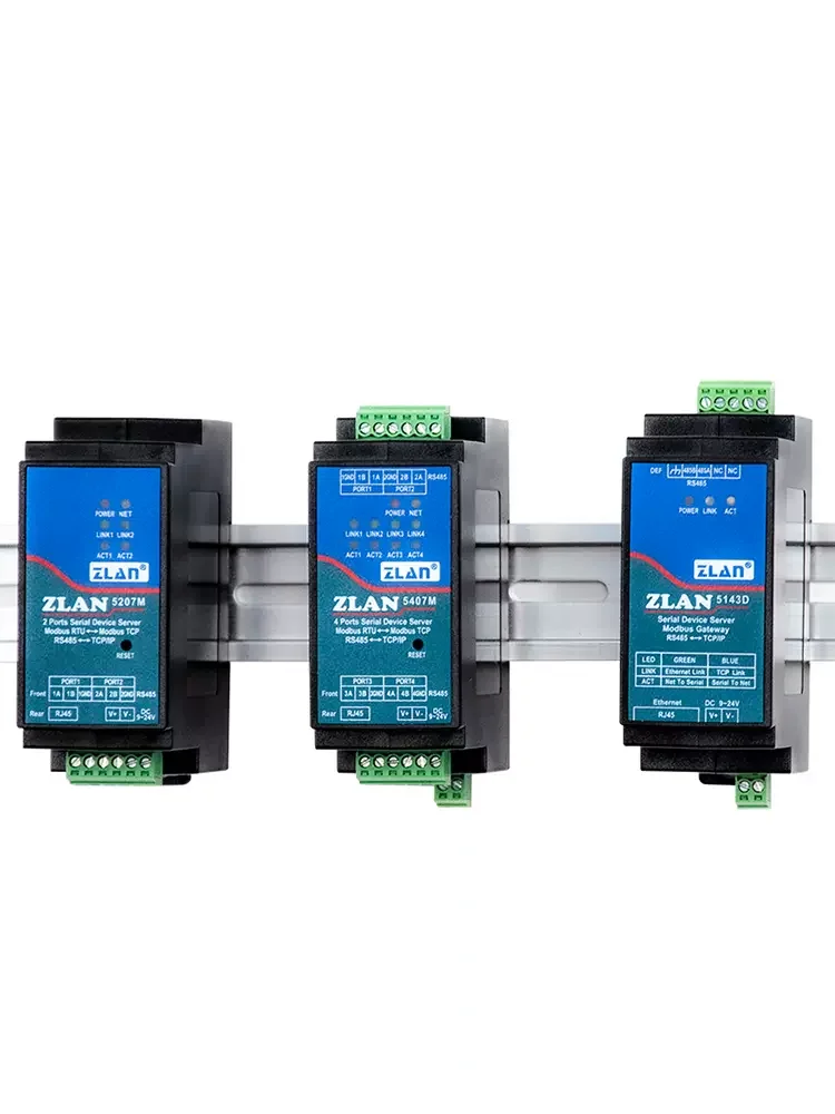 4 porty RS485 do Ethernet TCP IP Modbus Gateway RTU do TCP MQTT JSON compute din rail moduł konwertera przemysłowa ZLAN5407M