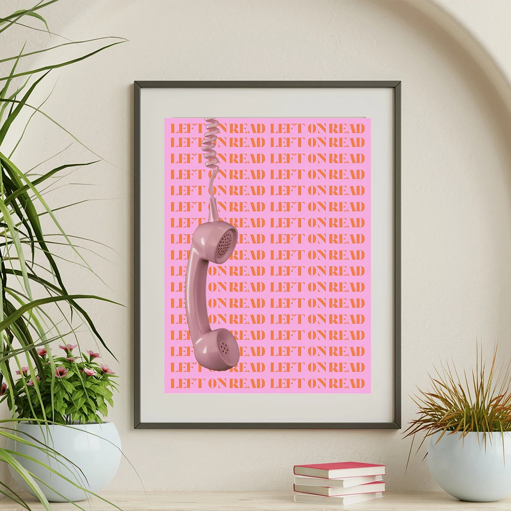 Pink Phone Left on Read Quotes Posters Pool Party Girl Wall Art Canvas Painting Prints Flamingo Float Pictures Living Room Decor
