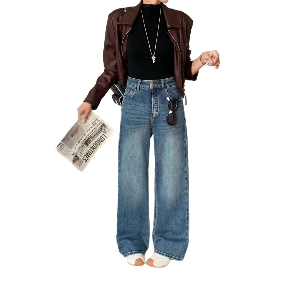 

Premium Vintage Loose Straight Leg Jeans Women's Autumn Winter Basic Pear Shape Slimming Denim Trousers