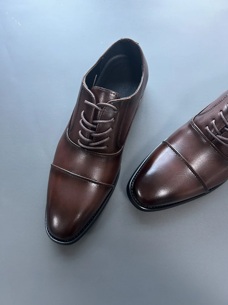 

Oxford Shoes Men's Formal Business Pointed Toe British Style Three Buckle Versatile Wedding Shoes Leather Fashionable S...