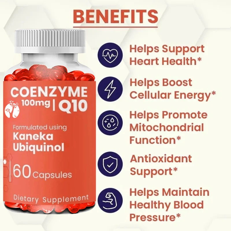 Coenzyme Q10-100mg Capsules The Active Form of Coenzyme Q10, Which Supports Cellular Health and Natural Energy Production