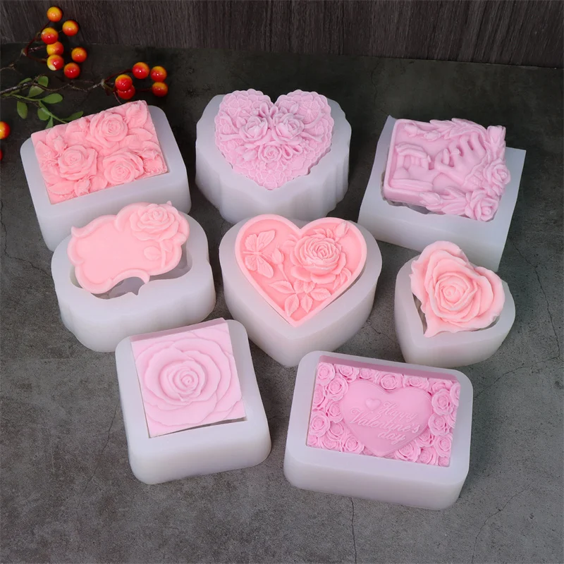 3D Love Rose Silikon Soapr Formen DIY Hochzeit Valentinstag Herz Rose I Love U Silikon Seife Kerze Form Handwerk Kunst Kerze