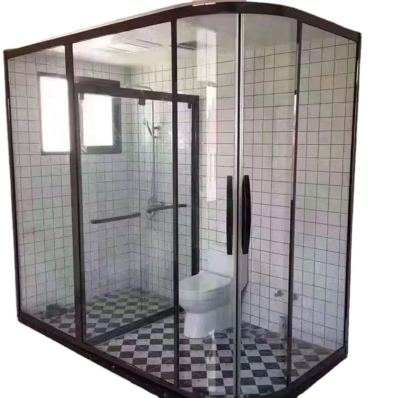 Modern 8-10mm Tempered Safety Glass Shower Screen ABS Tray Eco-Friendly Factory Frameless Hinge Prefab Bathroom Unit