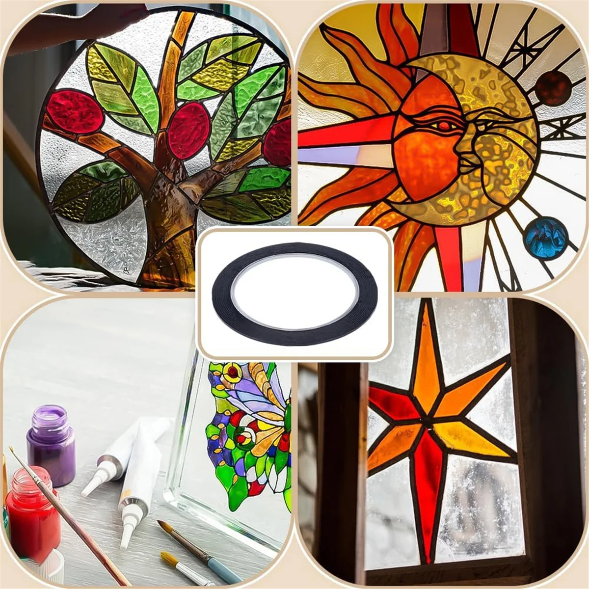 Linhas de chumbo para vitral a79g 360 jardas, fita preta de linha de gráfico pet de 2/3/4/5/6.5mm de largura, suprimentos de vitral, 72 jardas/tamanho