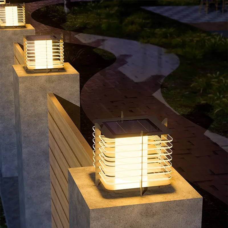 Solar Pillar Lights LED Wall Lamp Outdoor Waterproof Home Decor Solar Energy Super Bright Villa Lighting Door Modern Gate Garden