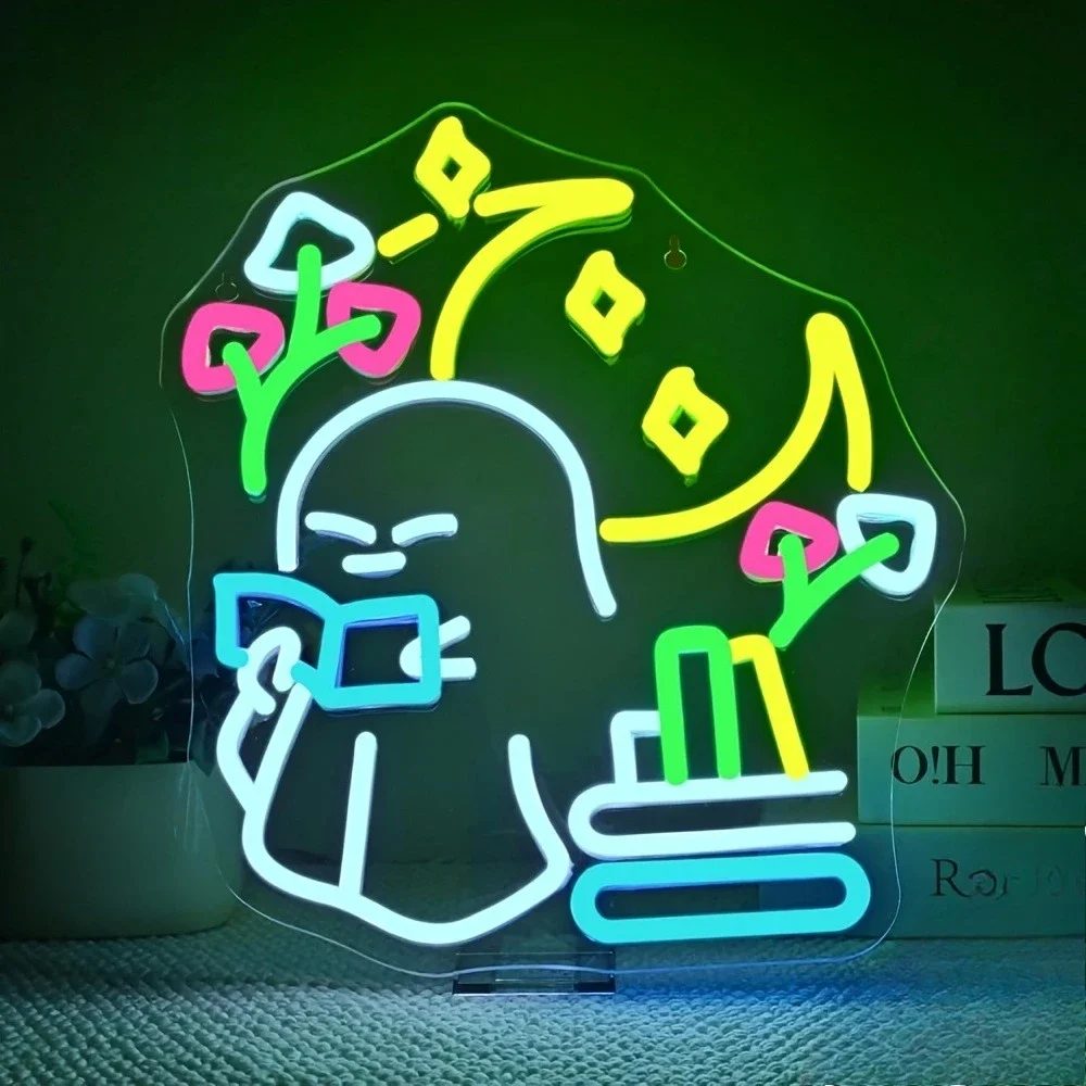 

Ghost Reading LED Neon Sign USB Dimmable Neon Light Sign for Library Bedroom Livingroom Bar Man Cave Party Wall Decor Gifts