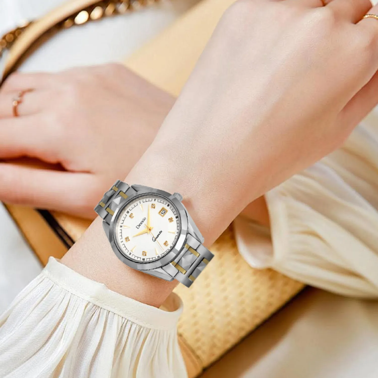 Deesio Luxury Quartz Watch For Men and Women Calendar Luminous Waterproof Stainless Steel,Minimalist Fashion Anniversary Gift