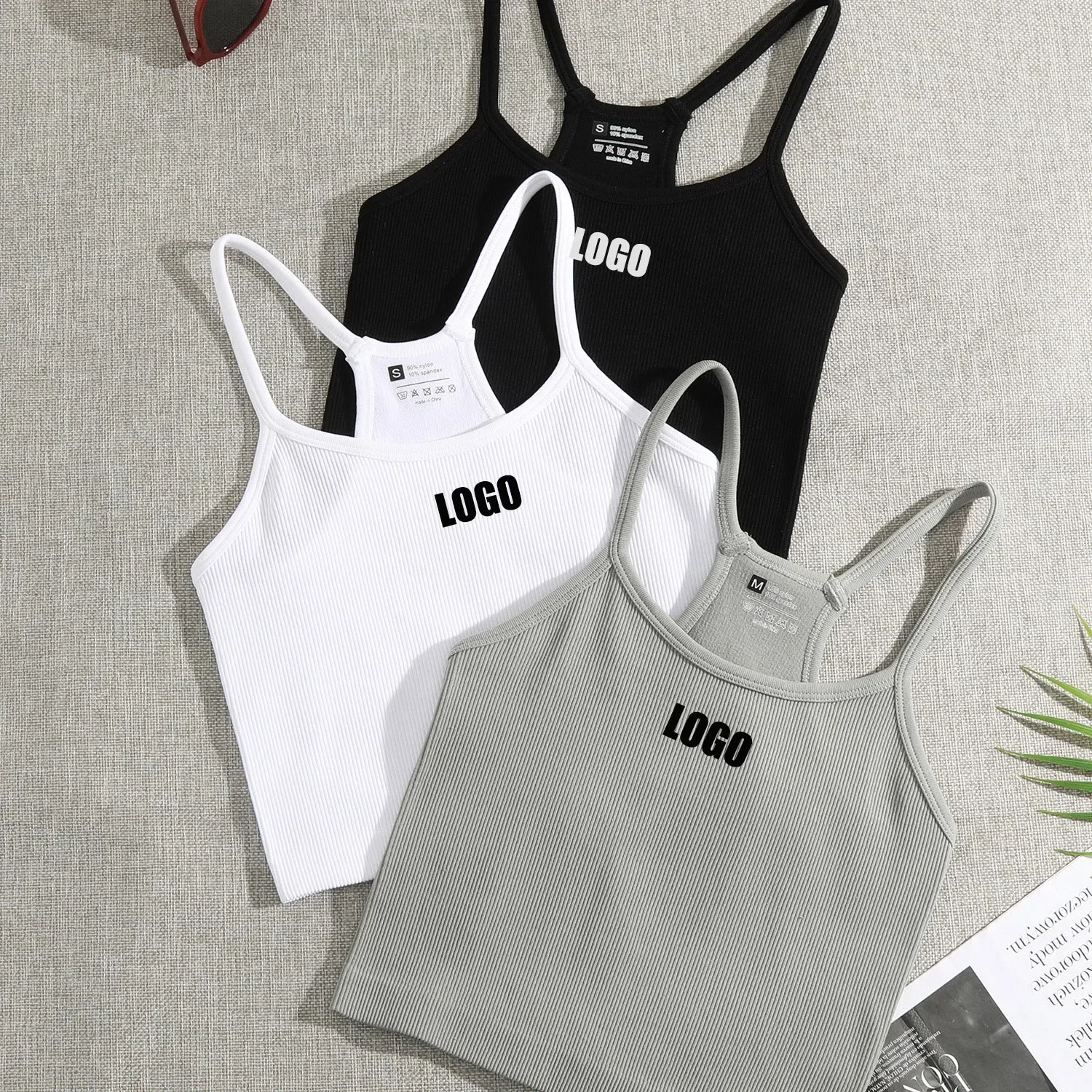 カスタムロゴ婦人服スリング単層スレッド小さなベストスポーツヨガチューブトップシームレス下着ヨガベスト