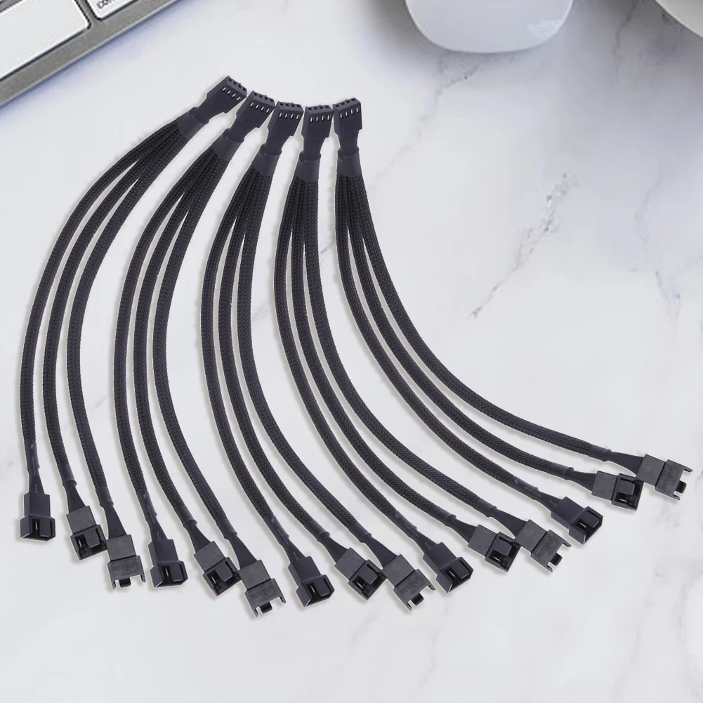 

4 pin PWM Fan Cable 1 to 3 ways Splitter Black Sleeved Extension Cable