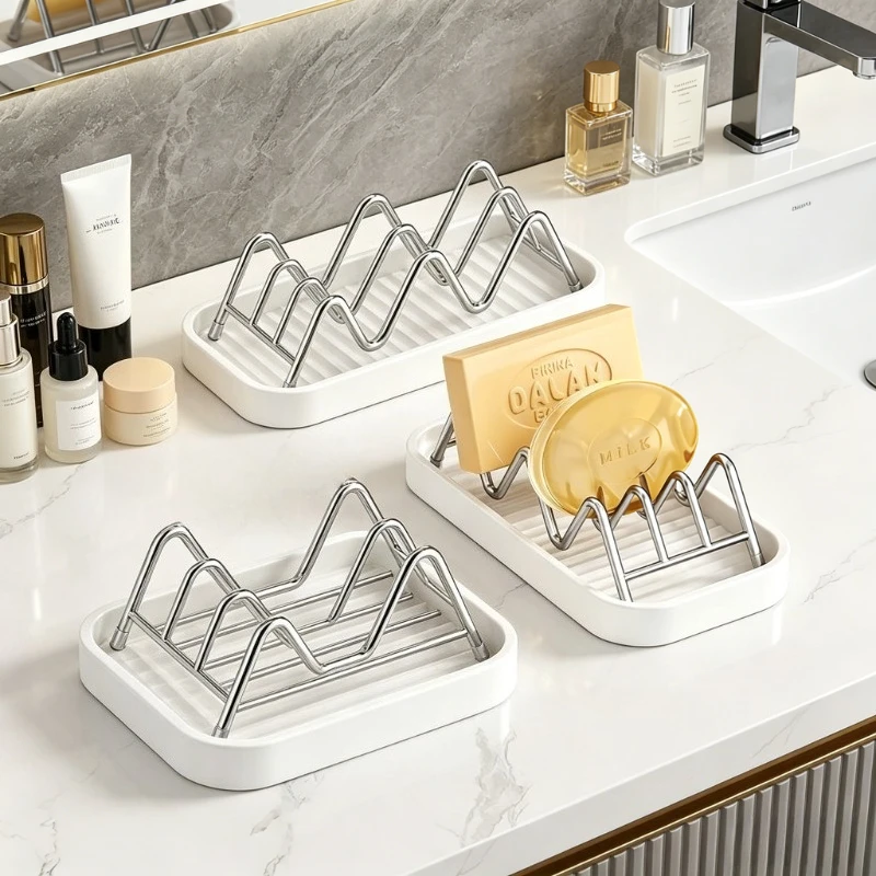 1/2/4PCS Free Punch Soap Box Stainless Steel Draining Soap Holder Creative Kitchen Bathroom Storage Shelf Bathroom Accessories