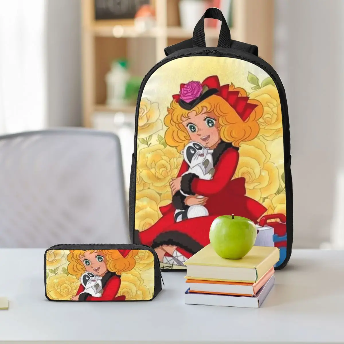 Candy Candy Anime Manga Backpack Student Boys Girls BookBag School Bag Laptop Shoulder Bags 3ps Insulated Lunch Bag Pencil Case