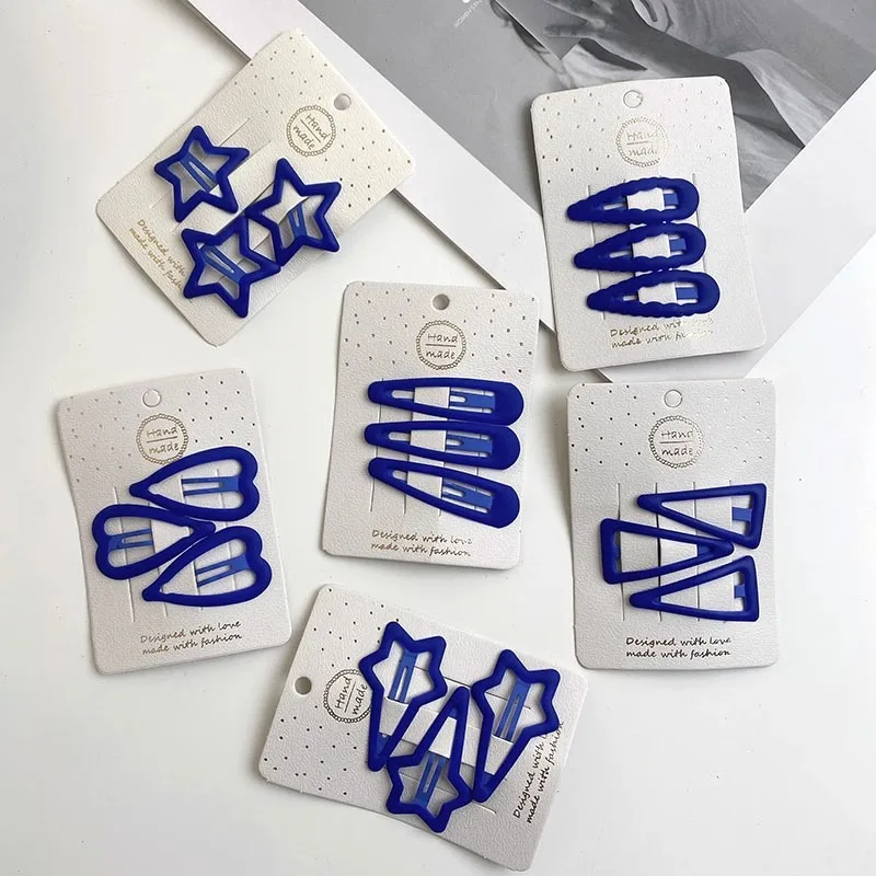 Picture 7: 3PC Royal Blue Baby Hair Drop Clips for Girls Basic Snap Hair Clamp Star Hairpin BB Barrette Spring Autumn Kids Hair Accessories