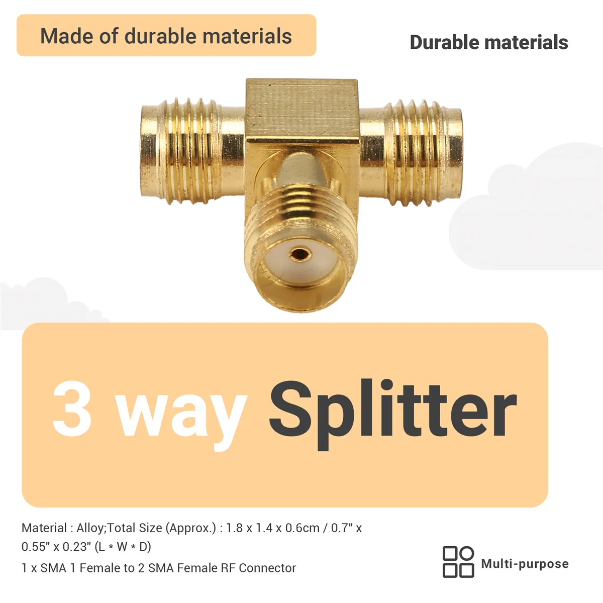 حار بيع SMA أنثى إلى اثنين SMA أنثى الثلاثي T RF محول موصل 3 طريقة الفاصل