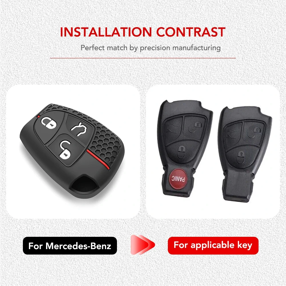 Car Key case For Mercedes-Benz CL55 CL600 CL65 C230 C240 C280 C320 3 Button Silicone Remote Key Cover Protector Shell Case Fob