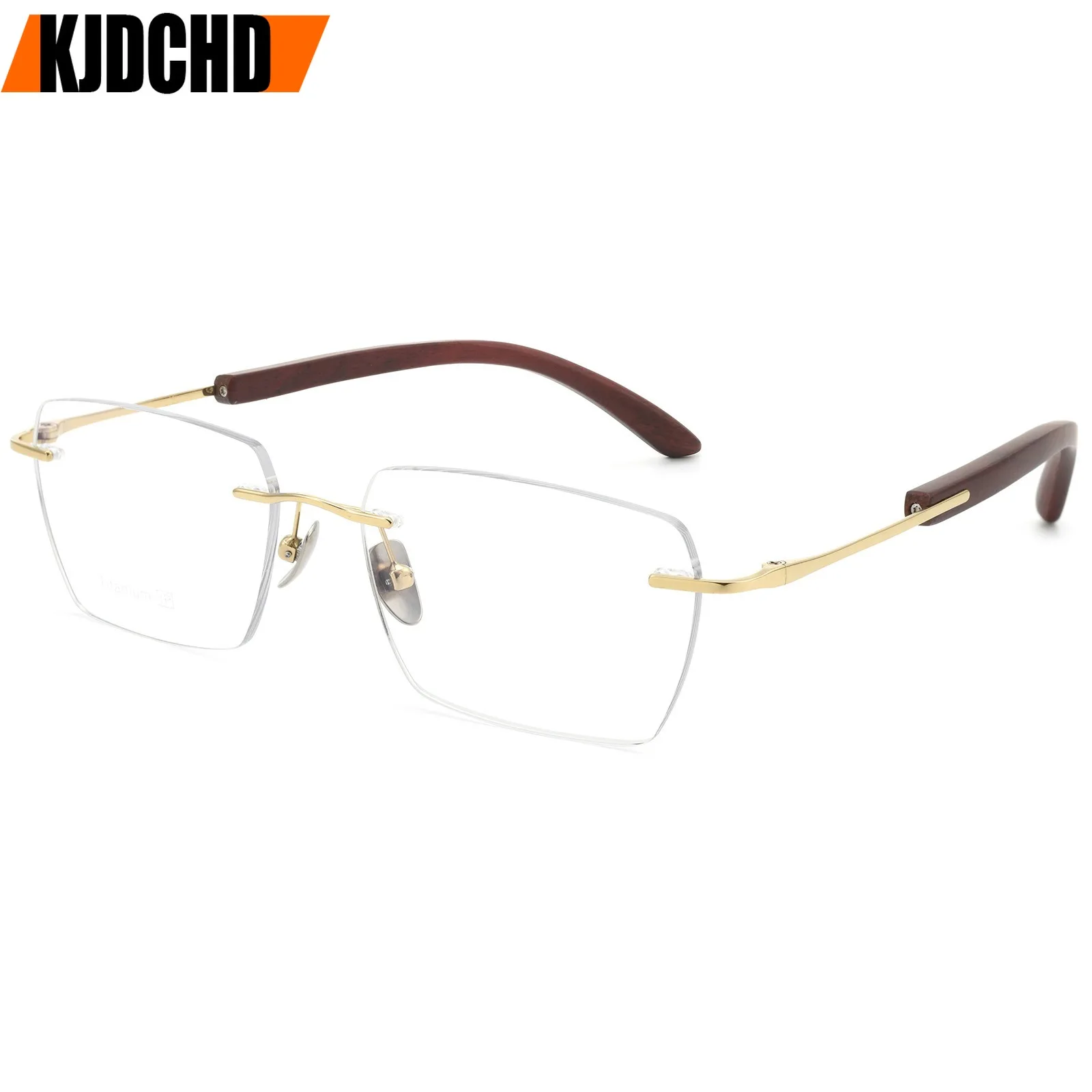 Men's Prescription Glasses Titanium Wood Rimless Eyeglasses Frames High Quality Myopia Multifocal Progressive Optical Eyewear