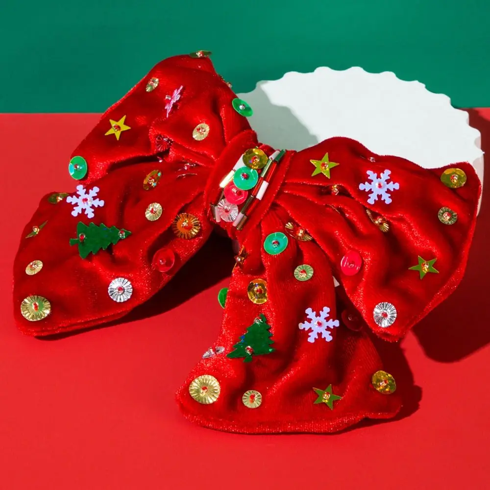 

Creative Snowflake Christmas Hair Clip Star Button Xmas Barrettes Sequin Shiny Velvet Bow Hairpin Christmas