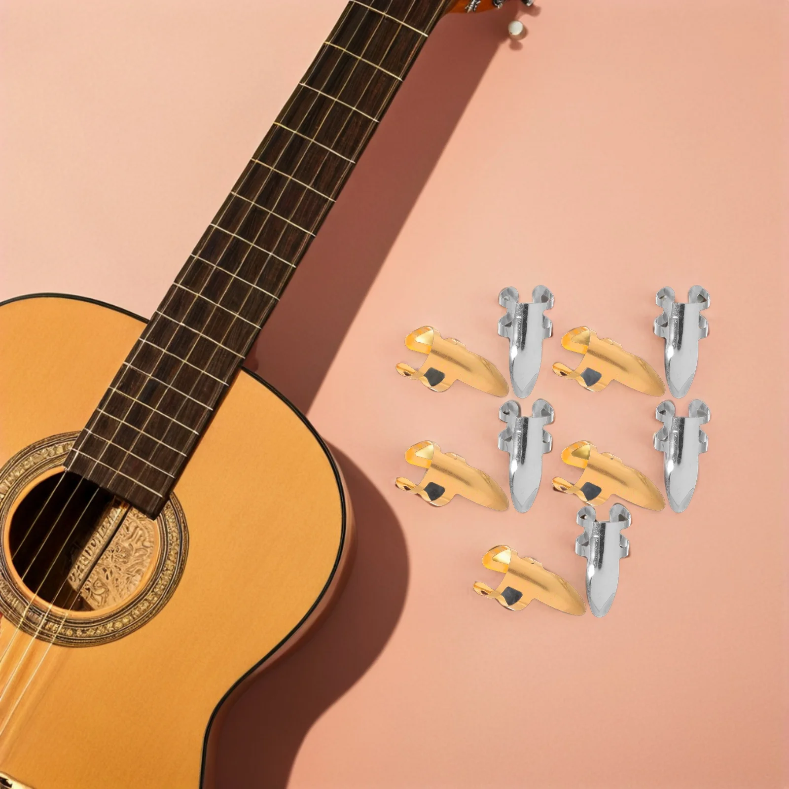 

10Pcs Guitar Finger Picks Adjustable Stainless Steel Finger Thumb Picks for Acoustic Electric Bass Banjo Player Accessories