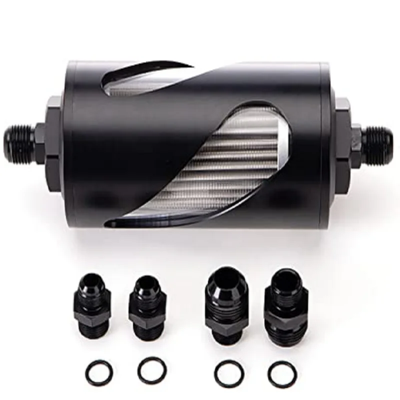 

Fuel Filter 6AN 8AN 10AN Adapter Universal 76MM for Gasoline E85 Ethanol Fuel and Diesel 74 Micron Inline Fuel Filter- High Flow