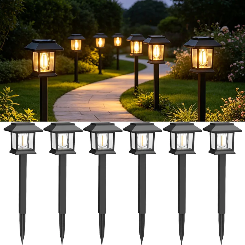 Solar Lights Outdoor Waterproof Solar Pathway Lights Warm White LED Solar Garden Lights Landscape Lighting for Yard Walkway