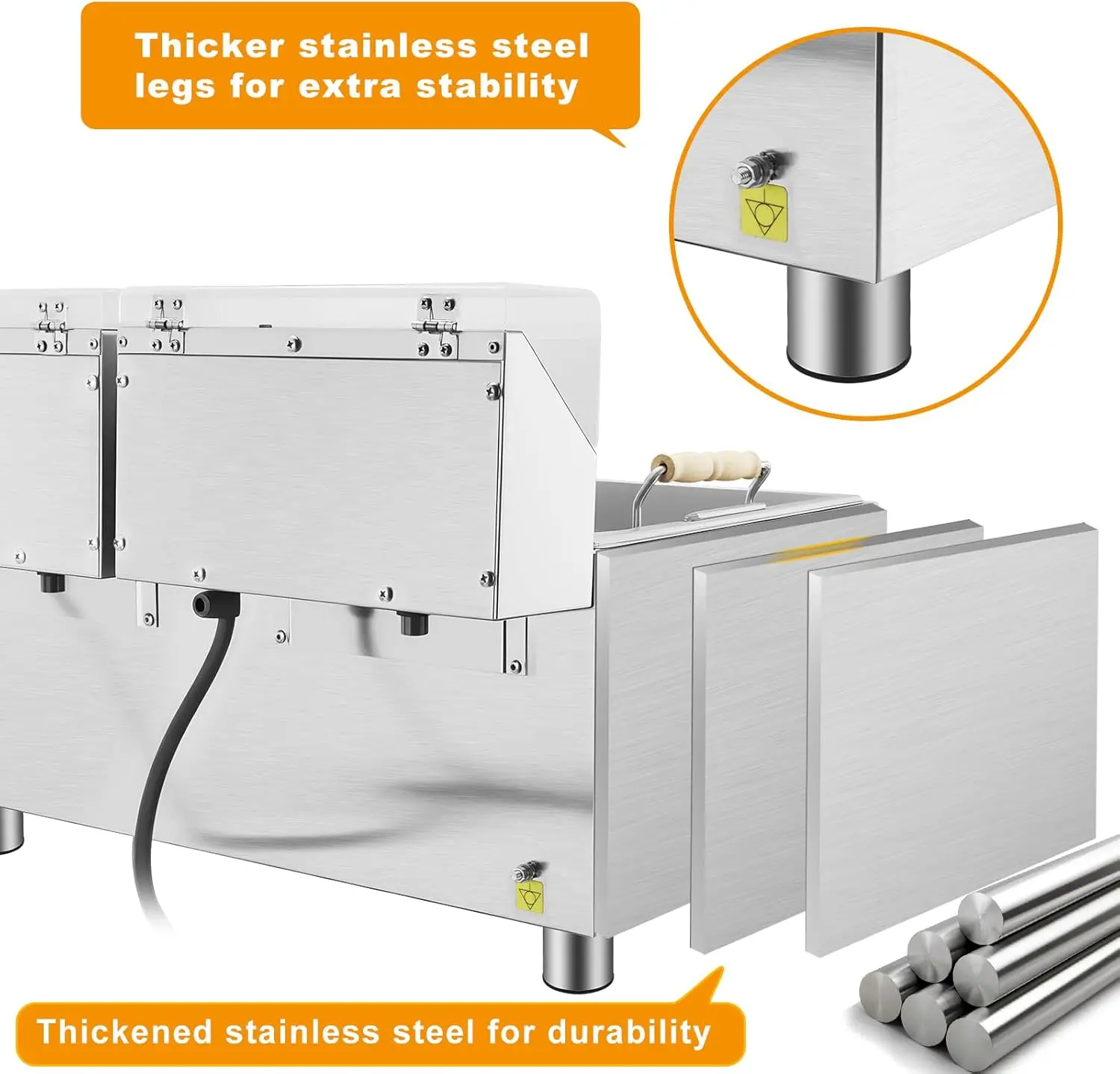 Electric Large Deep Fryer With 3 Basket 3600W Commercial Turkey Fryer Pot With Oil Filtration Lid 25QT Stainless Steel