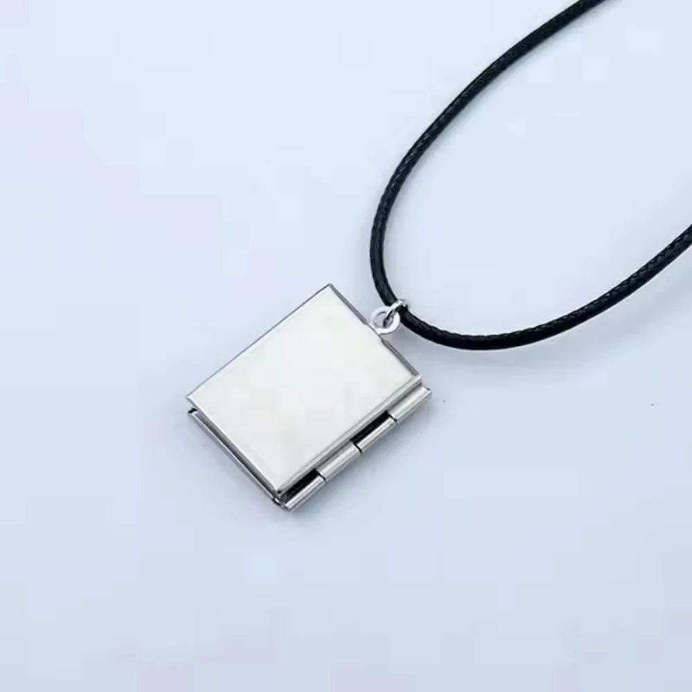 Square Photo Frame Pendant Necklace Cosplay Props For Men Women Festival Party Alloy Pendant Jewelry Accessories Gift