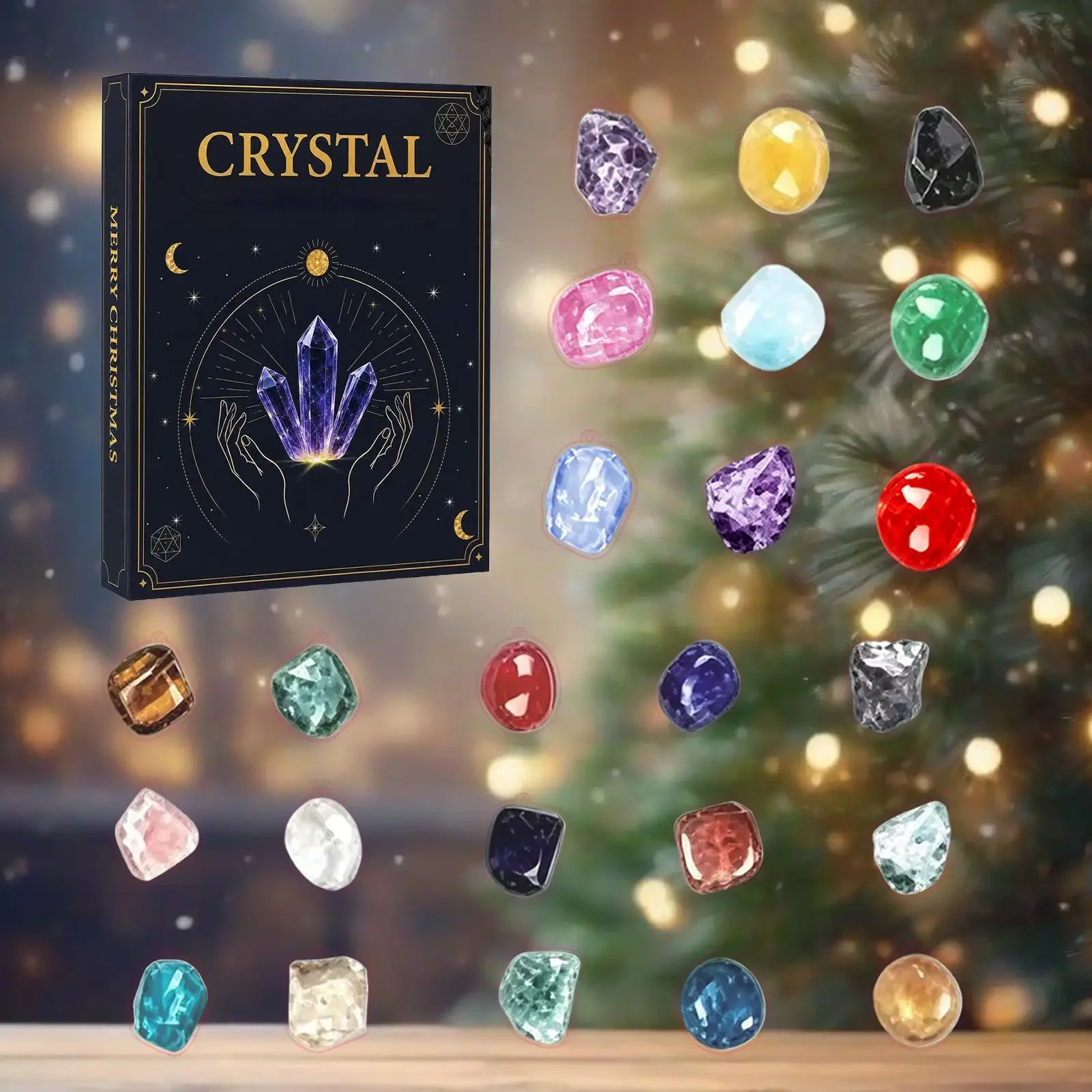 Christmas Countdown Calendar 24 Days Crystal Minerals Collection With Guide Card Holiday Countdown For Adults  Kids Teens adults