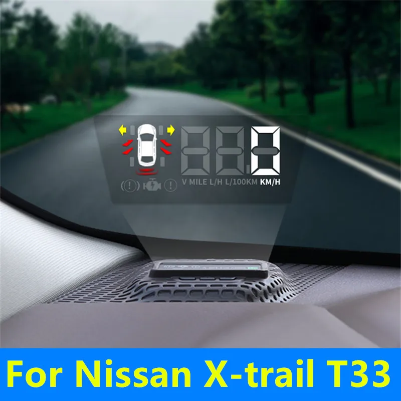 For Nissan T33 X-trail  2022 2023 2024 Head up display HUD invisible OBD wire free floating digital display modification parts