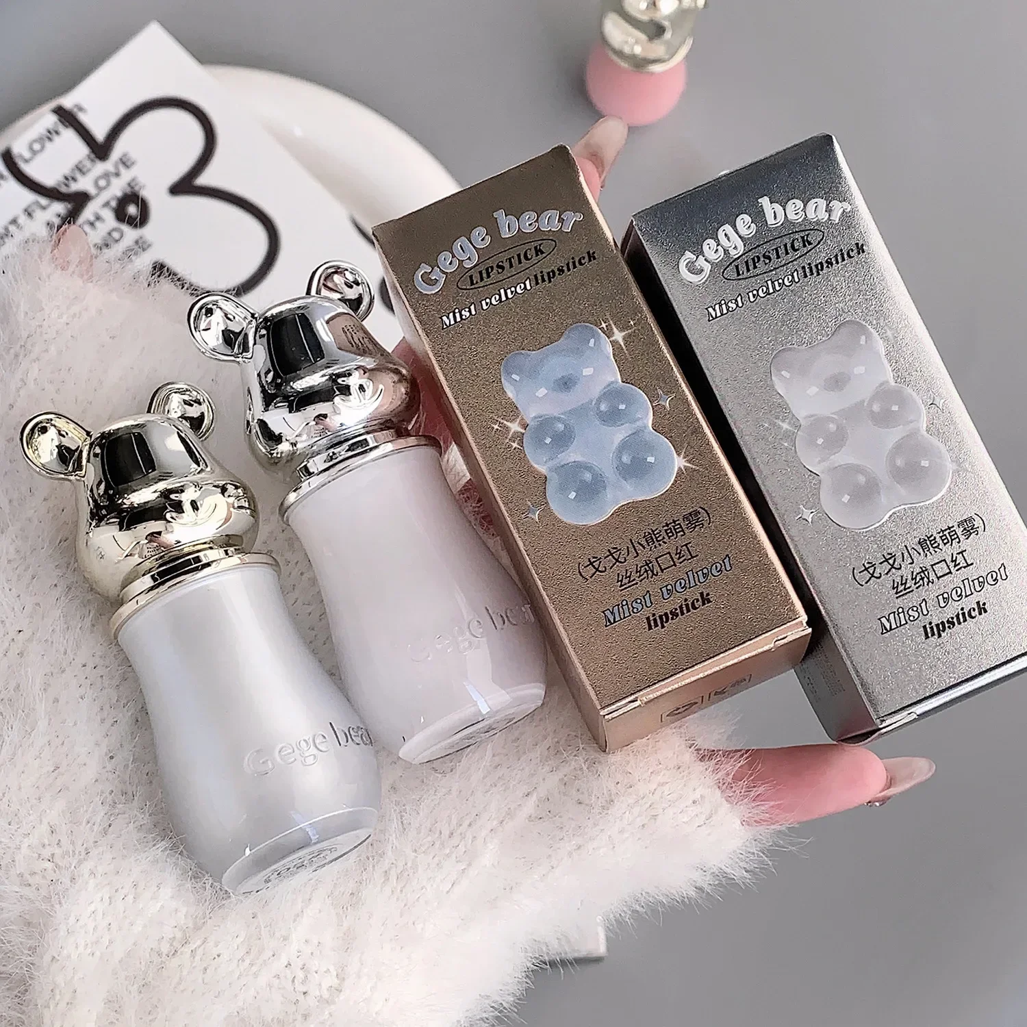 2024 Gegebear Little Bear Cute Rabbit Velvet Lip Mud Matte Matte Summer Lip Glaze Shantou Makeup Lipstick