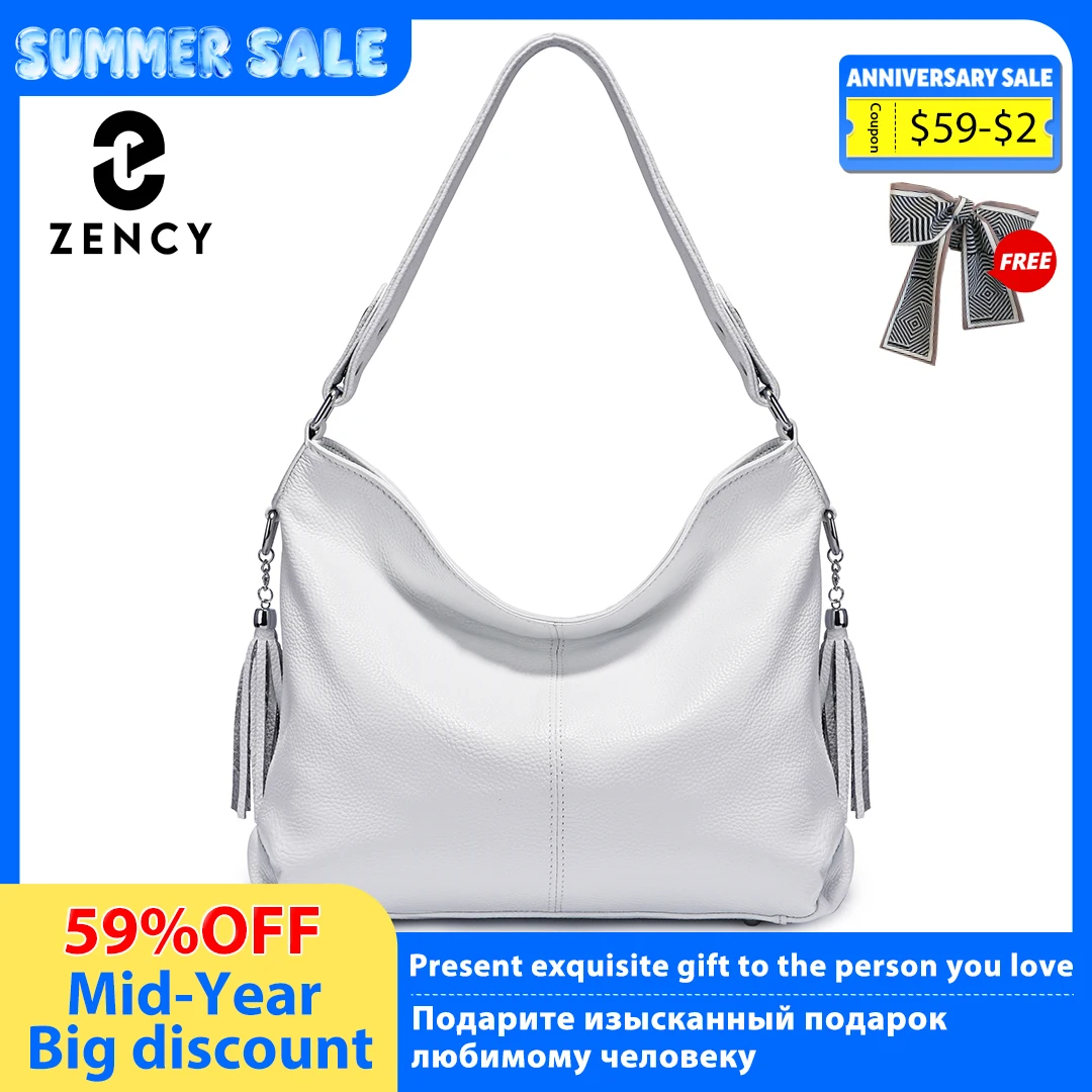 Zency borsa Shopper grande in pelle bovina da donna in vera pelle con cerniera borsa Vintage con nappe borsa a tracolla nera rossa per donna