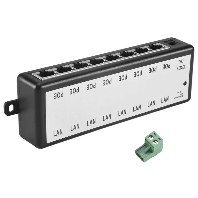 A12E-8 Ports Poe Injector Poe Splitter For Cctv Network Poe Camera Power Over Ethernet Ieee802.3Af