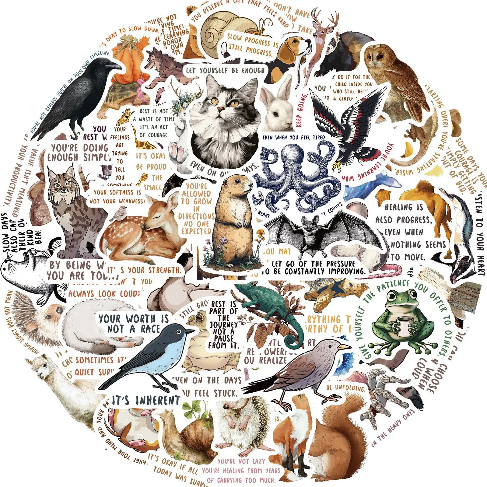

10/50PCS Medieval Animal Quotes Stickers Art Painted Graffiti Decals Creative DIY Water Cup Stationery Box Skateboard Bicycle