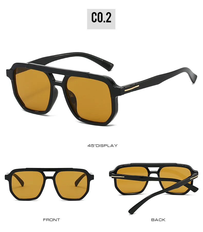 2025 Doppelstrahl-Quadrat-Sonnenbrille für Herren und Damen, Liniendekoration, geeignet für alle Sonnenschutz im Luftfahrt-Stil – Detail 8