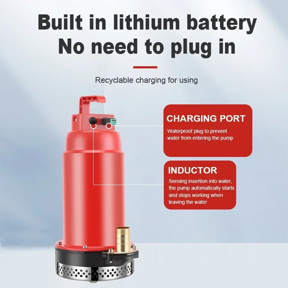 

200W Large Flow Built-in Battery 40/Min Durable Solar DC Pump 3.5m ³/H 10M Head 7500mAH Lithium Battery DC Submersible Pump 12V