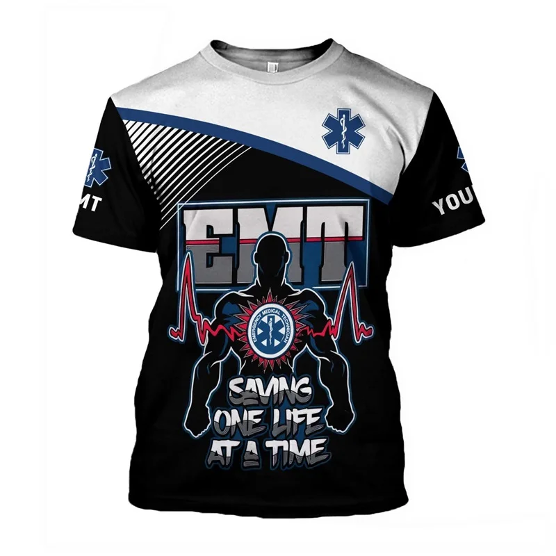

Custom Name Personalized Emt Paramedic Uniform Men's T-Shirts Women Short Sleeve Emergency Medical Technician Tee T-Shirts