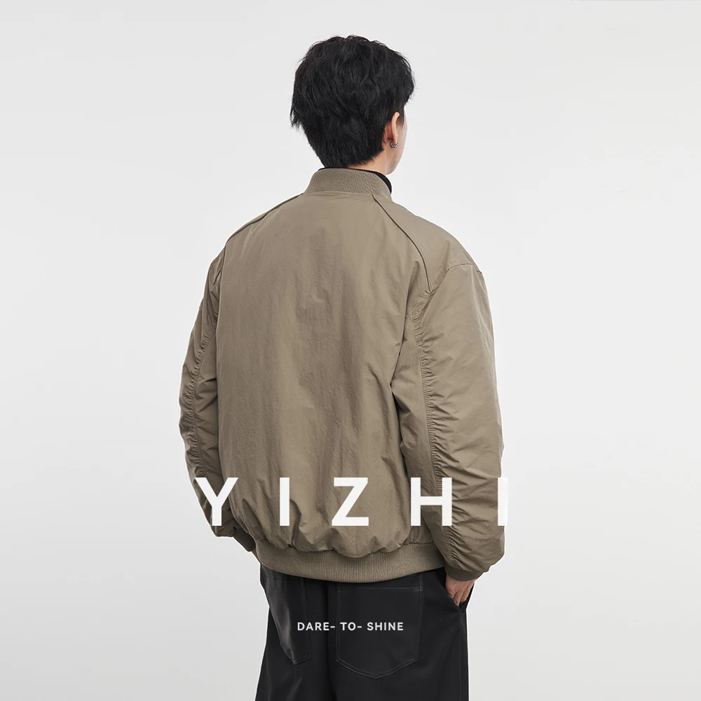 Fashion Men's Casual Full Zip Bomber Jacket 2025 Winter New Lightweight Outerwear Multiple Pockets Warm Long Sleeve Coat Top
