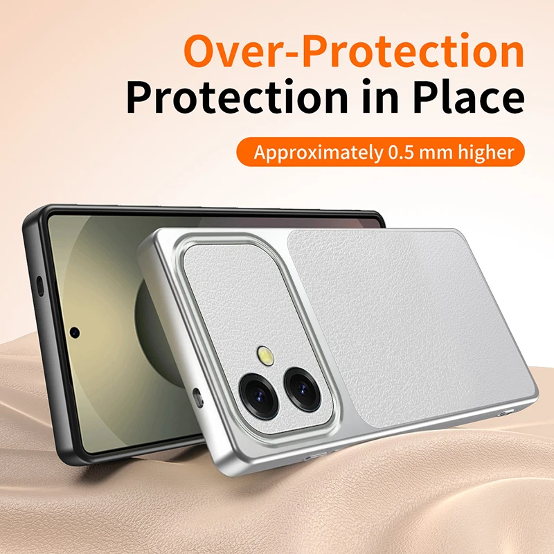 Leather Back Cover with Lychee Texture for Samsung A06 4G Galaxy A06 Shock Protection for Mobile Phone Lambskin Case Coque ShelI