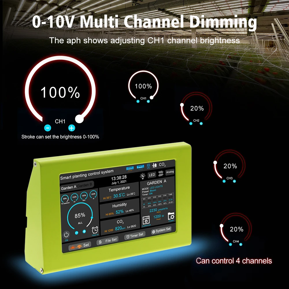 الذكية Led تنمو ضوء تحكم متعدد القنوات التحكم أضواء Led تنمو لمصابيح درجة الحرارة والرطوبة مروحة المرطب #3